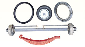 Axles, leaf springs, slewing rings